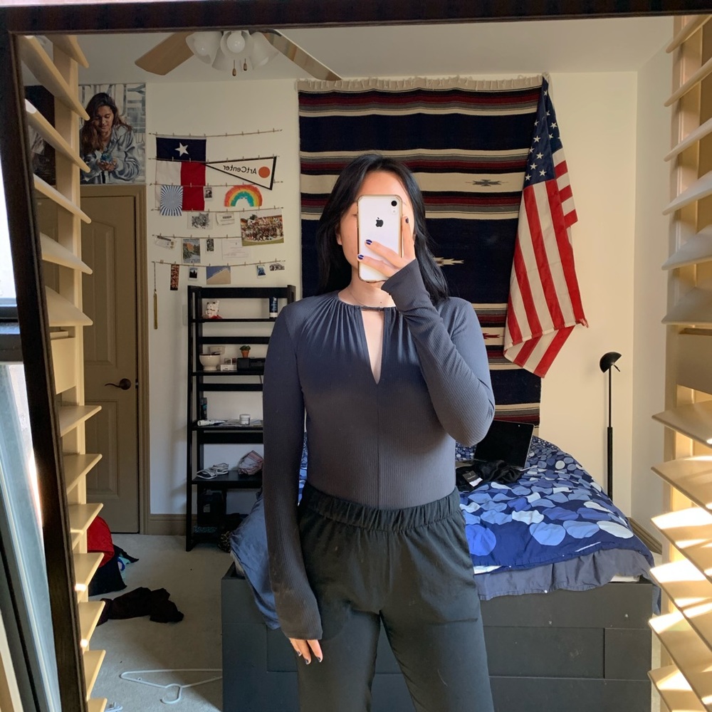 Keyhole Gray Body Suit